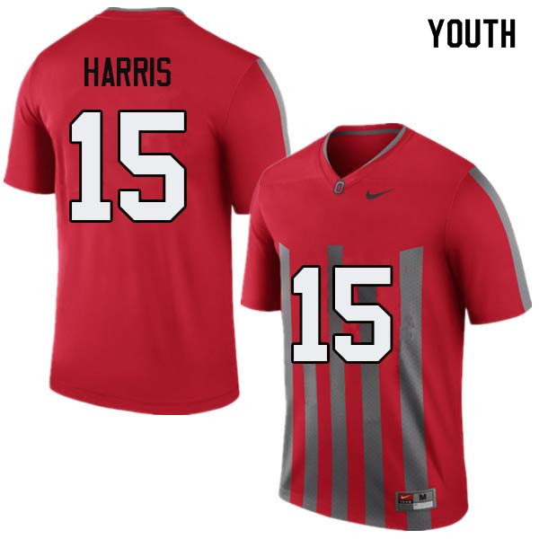 Youth Ohio State Buckeyes #15 Jaylen Harris Throwback Authentic College Stitched Football Jersey 23HD046HF